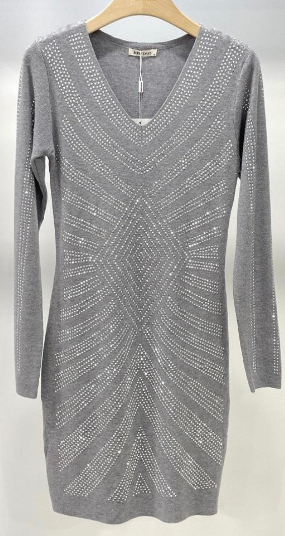 Robe Pull à Strass Femme – Maille Douce, Glamour & Polyvalente Jour-Soirée