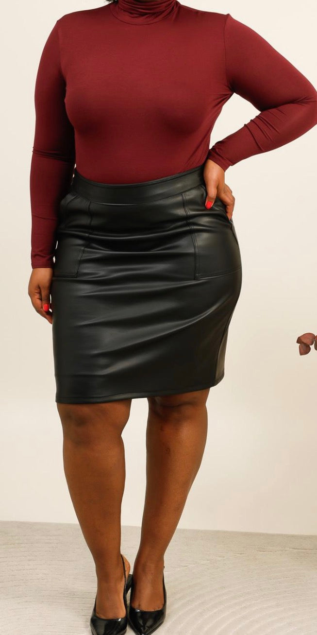 Jupe Grande Taille Similicuir – Coupe Élégante 4 Tailles