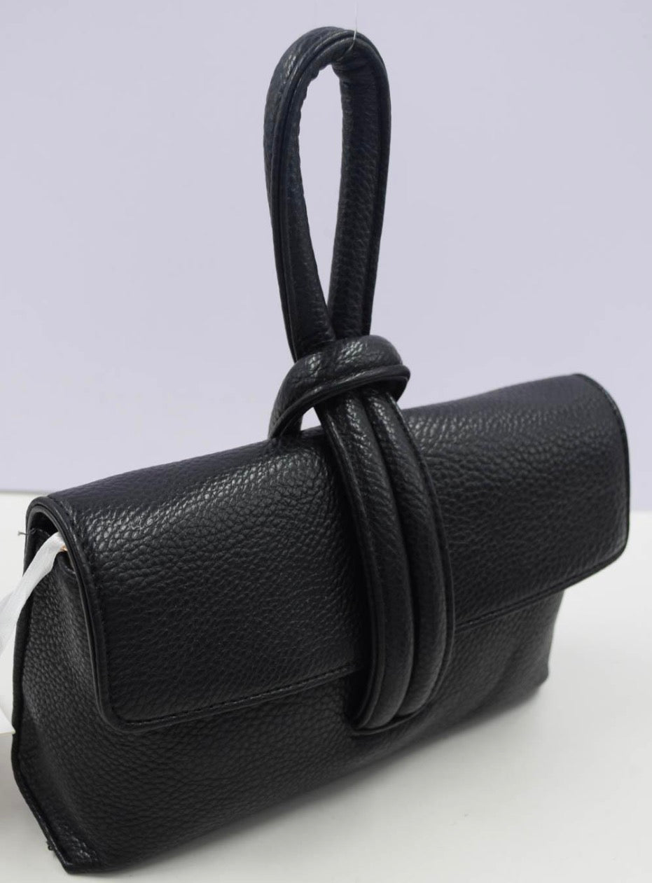 Sac à Main Minimaliste Femme – Poignée Nouée Noir & Brun Chic