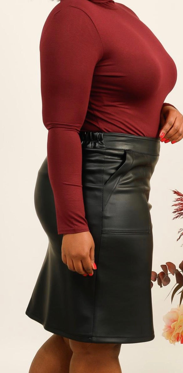 Jupe Grande Taille Similicuir – Coupe Élégante 4 Tailles