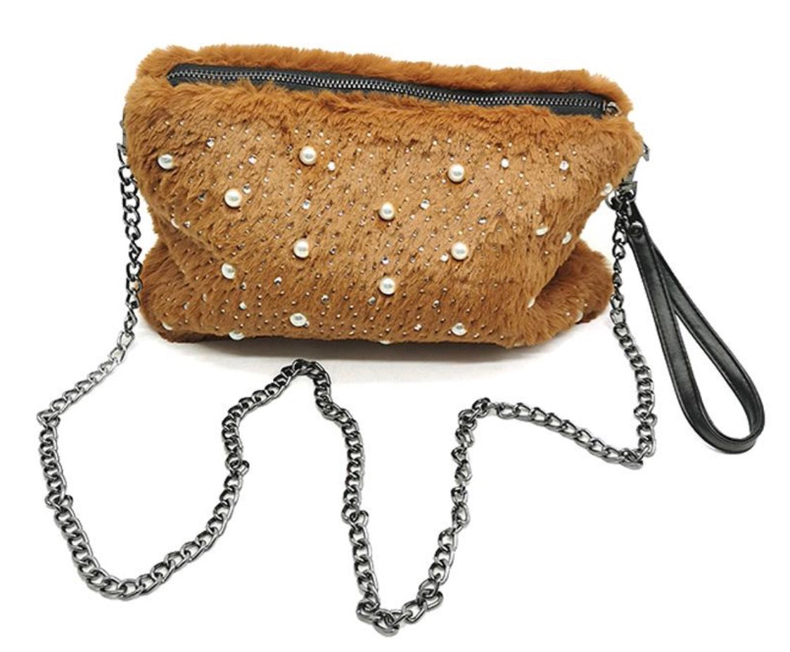 Sac en Fourrure avec Perles Femme – Romantique, Girly & Luxueux