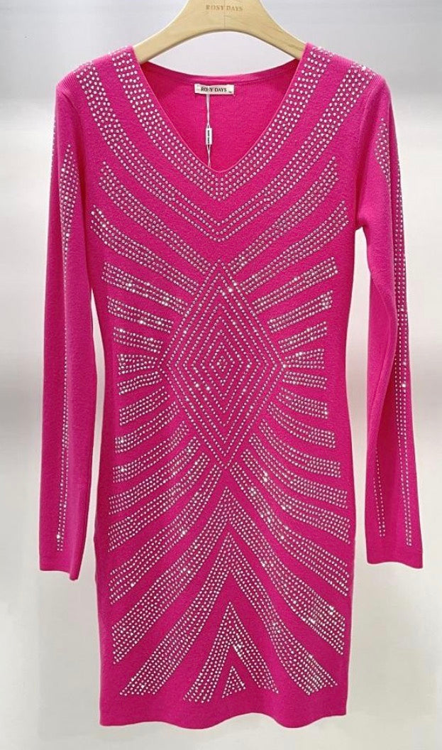 Robe Pull à Strass Femme – Maille Douce, Glamour & Polyvalente Jour-Soirée