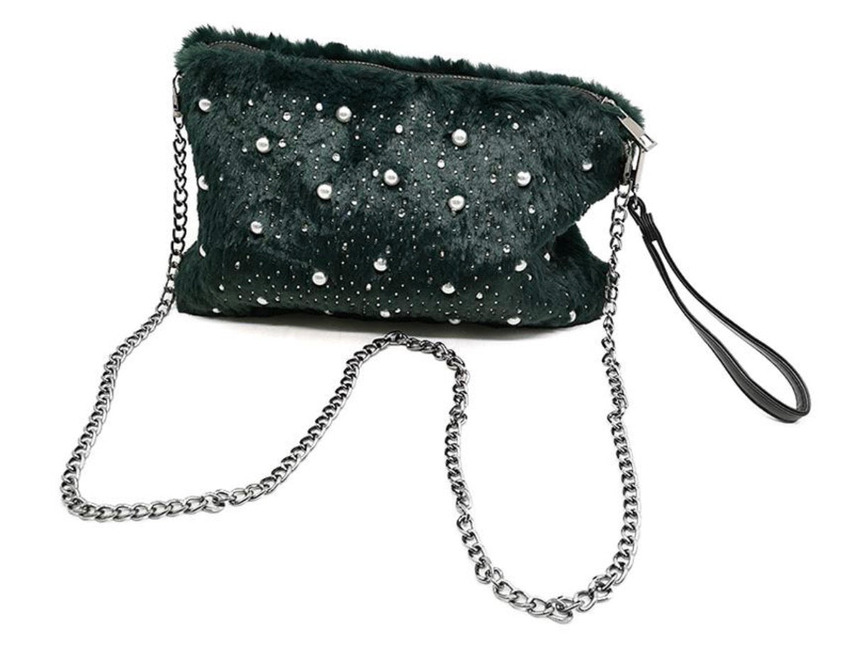 Sac en Fourrure avec Perles Femme – Romantique, Girly & Luxueux