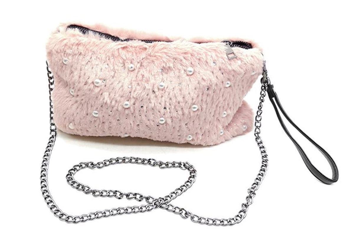 Sac en Fourrure avec Perles Femme – Romantique, Girly & Luxueux