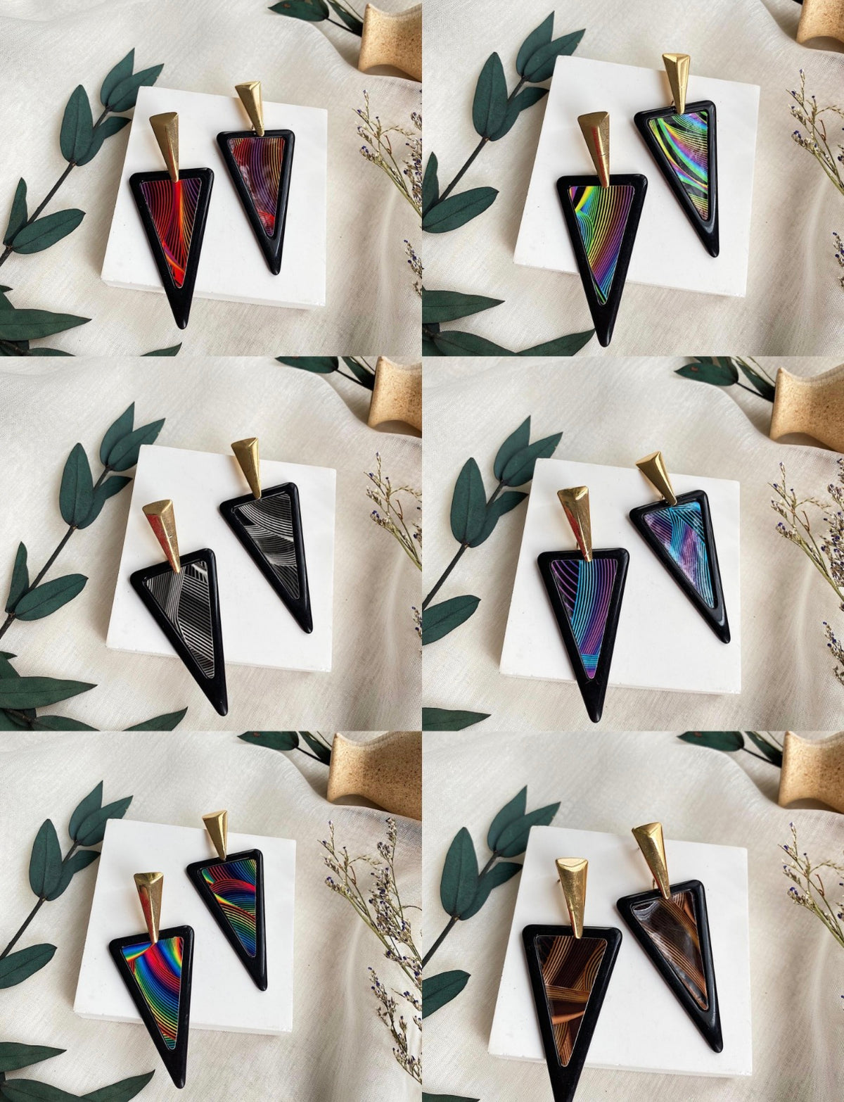 Boucles d’Oreilles Triangle Femme – Géométrique, 4 Coloris, Port Quotidien