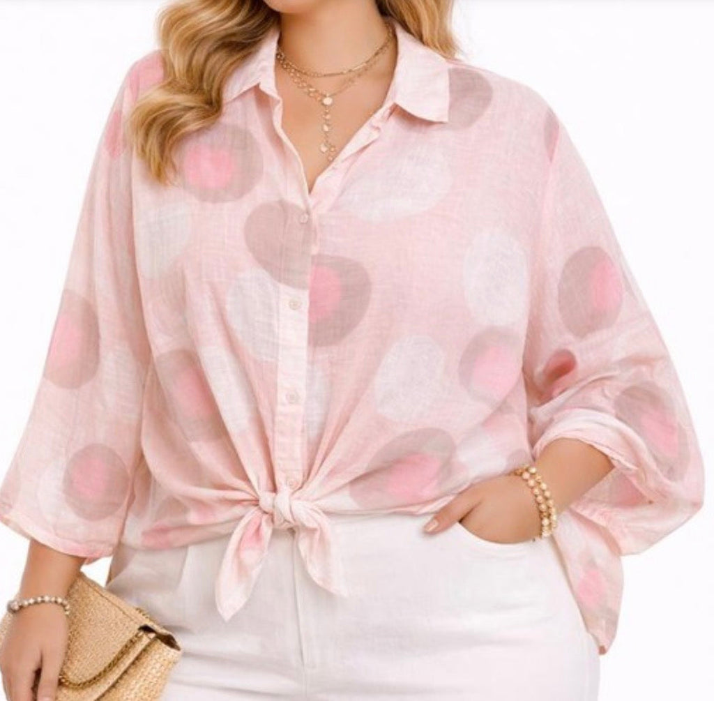 Blouse Fluide Imprimé Graphique à Nouer – 4 Coloris Taille Unique