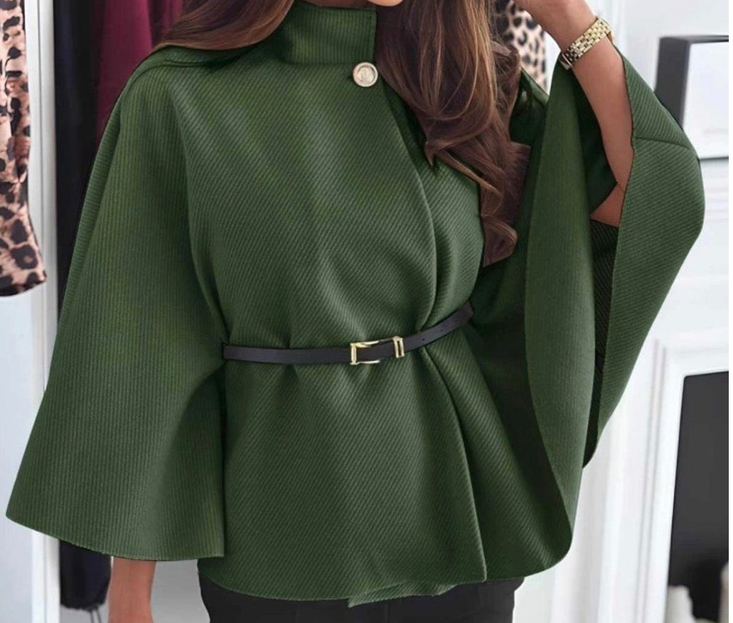 Poncho Élégant avec Ceinture Femme – 6 Coloris, Léger & Structuré Taille Unique