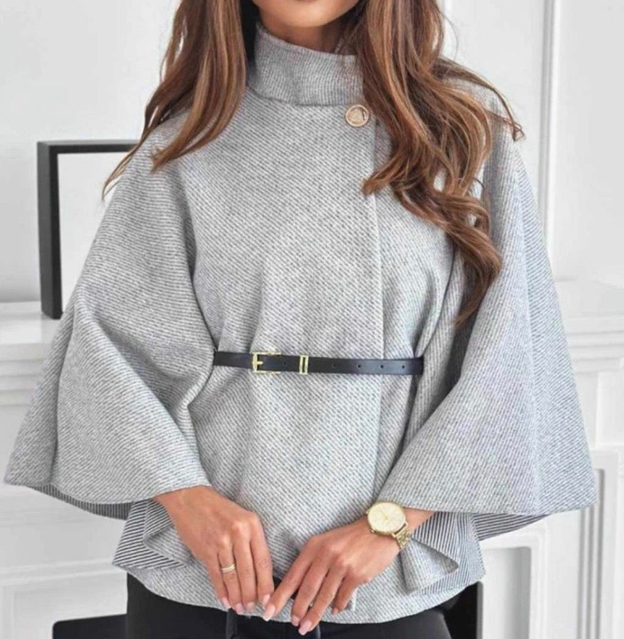 Poncho Élégant avec Ceinture Femme – 6 Coloris, Léger & Structuré Taille Unique