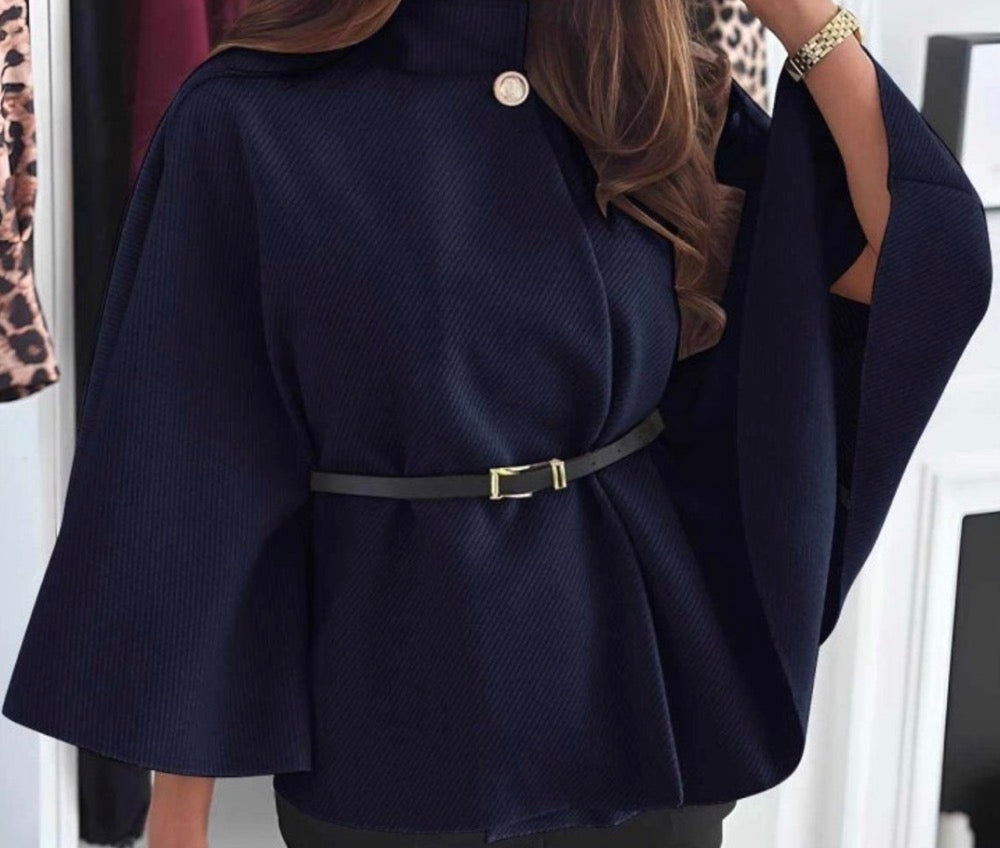 Poncho Élégant avec Ceinture Femme – 6 Coloris, Léger & Structuré Taille Unique
