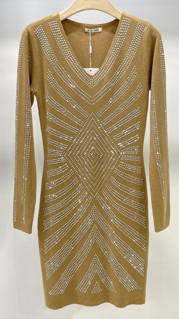 Robe Pull à Strass Femme – Maille Douce, Glamour & Polyvalente Jour-Soirée
