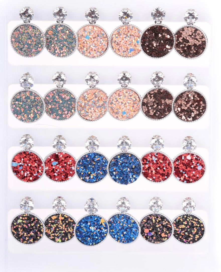 Boucles d'Oreilles Rondes à Paillettes Femme – 6 Coloris, Chic & Festif