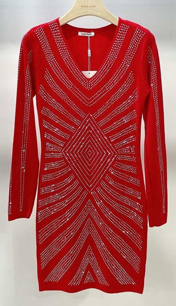 Robe Pull à Strass Femme – Maille Douce, Glamour & Polyvalente Jour-Soirée