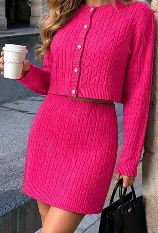 Ensemble Pull & Jupe Crayon Torsadée Femme – 4 Coloris Taille Unique 36/42