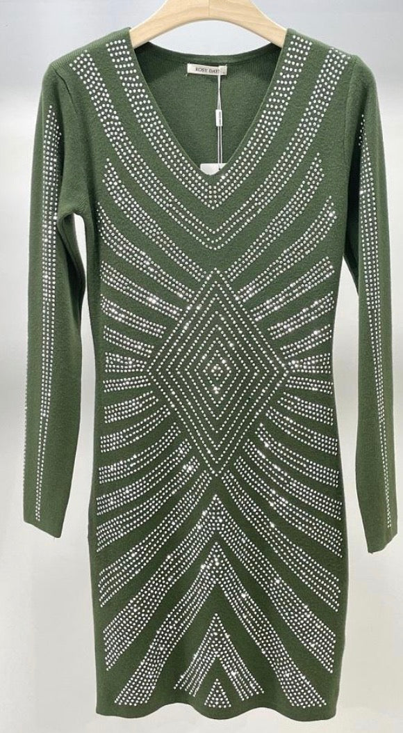 Robe Pull à Strass Femme – Maille Douce, Glamour & Polyvalente Jour-Soirée
