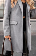 Veste Longue Femme Élégante à Col V avec Poches