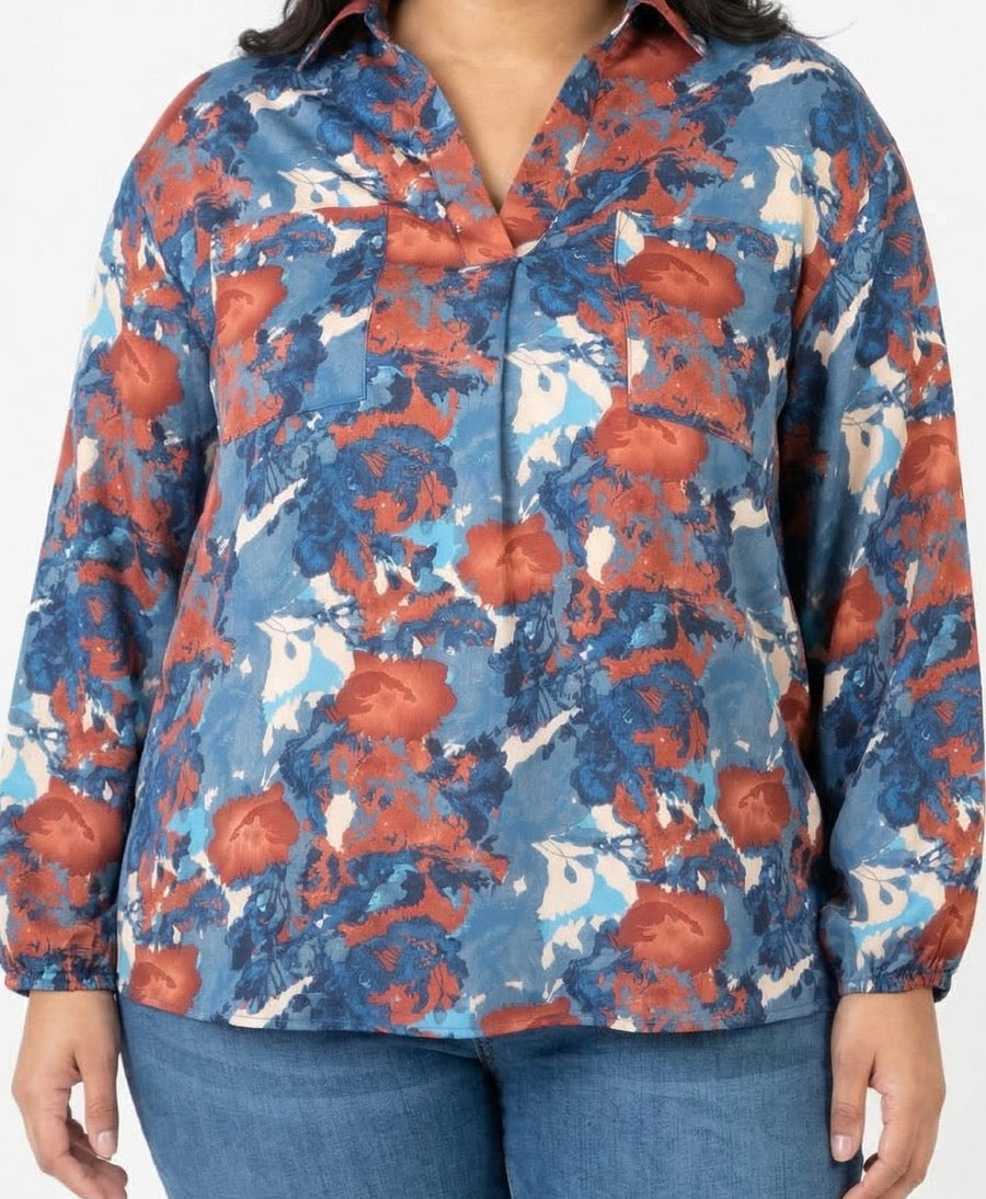 Chemisier Bleu Grande Taille Femme – Ample, Doux & Élégant L au 2XL
