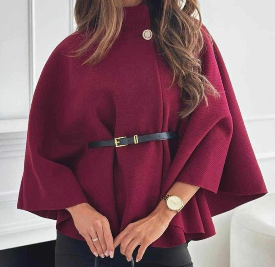 Poncho Élégant avec Ceinture Femme – 6 Coloris, Léger & Structuré Taille Unique