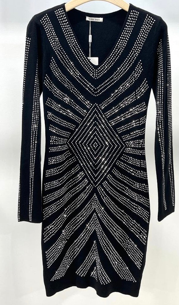 Robe Pull à Strass Femme – Maille Douce, Glamour & Polyvalente Jour-Soirée