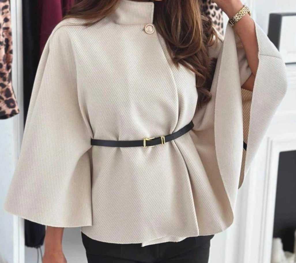 Poncho Élégant avec Ceinture Femme – 6 Coloris, Léger & Structuré Taille Unique