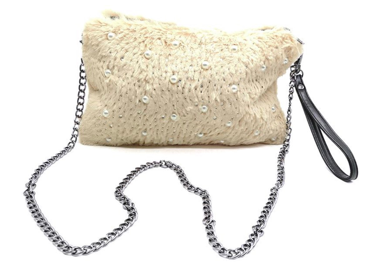 Sac en Fourrure avec Perles Femme – Romantique, Girly & Luxueux