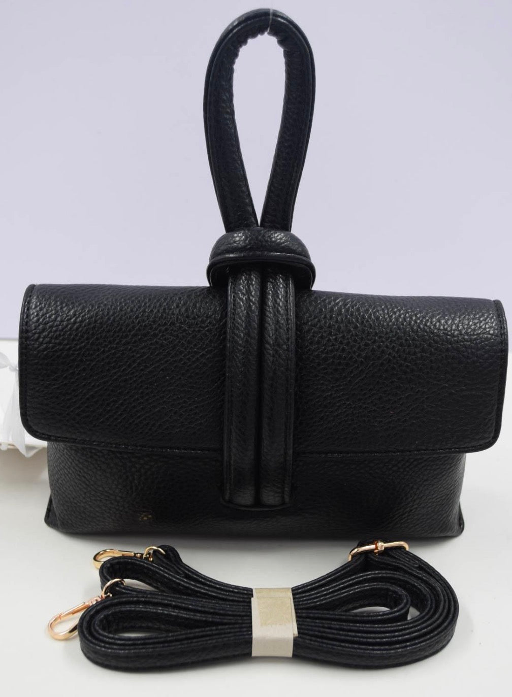 Sac à Main Minimaliste Femme – Poignée Nouée Noir & Brun Chic