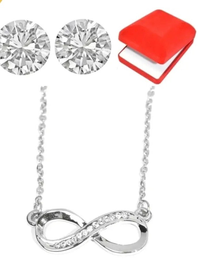 Coffret Bijoux Femme – Boucles d'Oreilles & Collier Infini, Cadeau Élégant