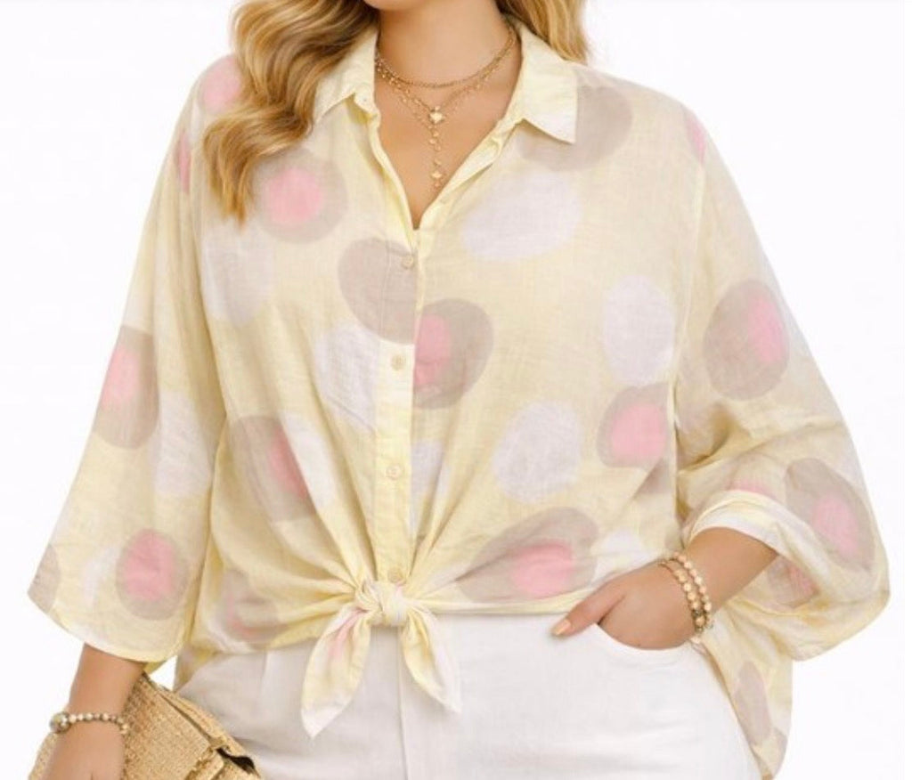Blouse Fluide Imprimé Graphique à Nouer – 4 Coloris Taille Unique