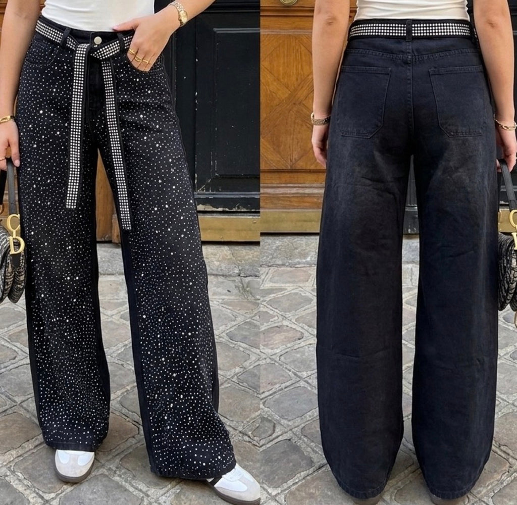 Jean Wide Leg Noir Femme – Tendance, Fluide & Allongeant