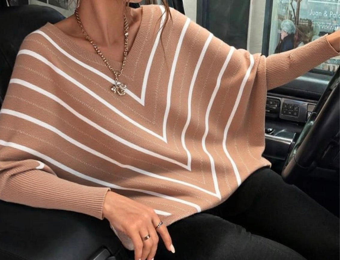 Pull Ample Col V Femme – Ultra-Doux, Noir & Taille Unique