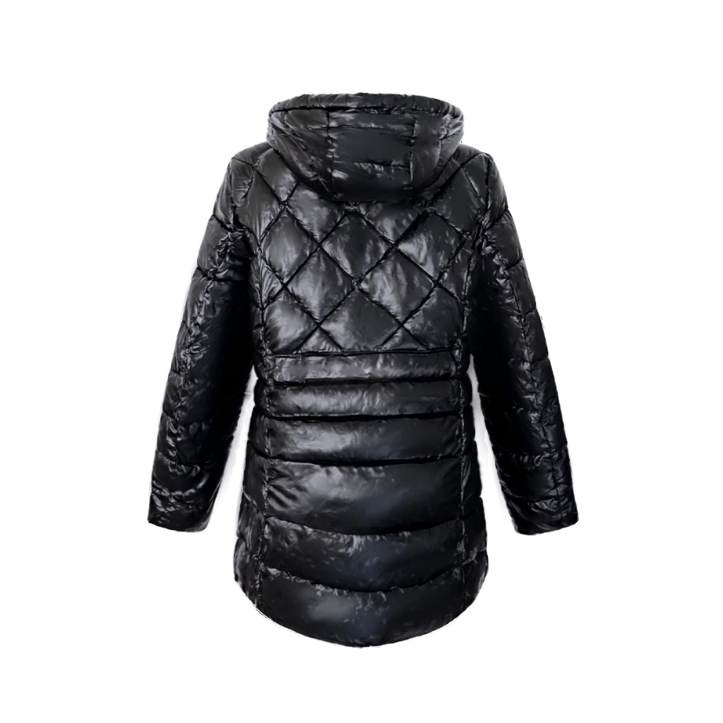 Manteau doudoune noir à capuche femme - dos