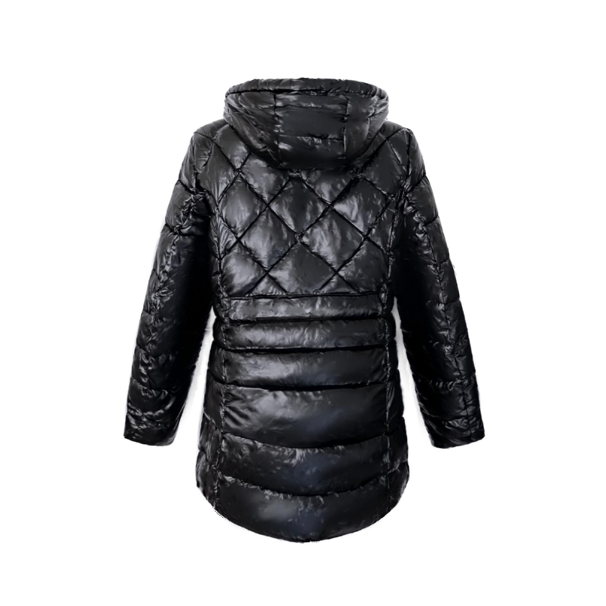 Manteau doudoune noir à capuche femme - dos