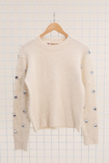 Pull maille à strass et perles femme coloris beige